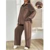 image:imageMakeMeChic Womens 2 Piece Maternity Outfits Long Sleeve Button Down Collared Shirt and Pants Pregnancy SetsBrown