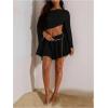 image:imageMakeMeChic Womens 2 Piece Outfit Ponchos Crop Tops and Shorts Beach Vacation Summer SetsBlack