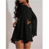 image:imageMakeMeChic Womens 2 Piece Outfit Ponchos Crop Tops and Shorts Beach Vacation Summer SetsBlack