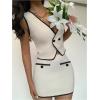 image:imageMakeMeChic Womens 2 Piece Outfit V Neck Sleeveless Blazer Vest and Bodycon Skirt Set Work SuitApricot
