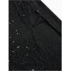 image:imageMakeMeChic Womens 2 Piece Outfits Glitter Draped Halter Top and Split Thigh Long Skirt Rave OutfitBlack