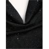 image:imageMakeMeChic Womens 2 Piece Outfits Glitter Draped Halter Top and Split Thigh Long Skirt Rave OutfitBlack