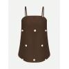 image:imageMakeMeChic Womens 2 Piece Outfits Polka Dots Spaghetti Strap Cami Top and Pants Summer Matching SetCoffee Brown