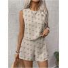 image:imageMakeMeChic Womens 2 Piece Outfits Striped Crew Neck Tank Top and Wide Leg Shorts SetApricot B