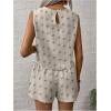 image:imageMakeMeChic Womens 2 Piece Outfits Striped Crew Neck Tank Top and Wide Leg Shorts SetApricot B
