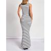 image:imageMakeMeChic Womens 2 Piece Outfits Striped Knit Tank Top and Maxi Skirt SetBlack and White