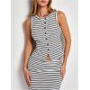 image:imageMakeMeChic Womens 2 Piece Outfits Striped Knit Tank Top and Maxi Skirt SetBlack and White