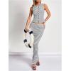 image:imageMakeMeChic Womens 2 Piece Outfits Striped Knit Tank Top and Maxi Skirt SetBlack and White