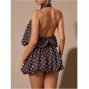 image:imageMakeMeChic Womens 2 Piece Set Polka Dots Open Back Bubble Halter Tops Puffy Skirt Party SetsBrown
