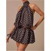 image:imageMakeMeChic Womens 2 Piece Set Polka Dots Open Back Bubble Halter Tops Puffy Skirt Party SetsBrown