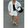 image:imageMakeMeChic Womens 2 Piece Set Polka Dots Zip Up Long Sleeve Jacket and Shorts SetsMulticolor