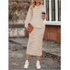 image:imageMakeMeChic Womens 2 Piece Set Striped Sweatshirt Crew Neck Tops and Midi Skirt Matching SetsKhaki