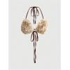 image:imageMakeMeChic Womens 2 Piece Sets Animal Print Fuzzy Halter Micro Crop Top and Mini Skirt Y2K SetCoffee Brown