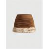 image:imageMakeMeChic Womens 2 Piece Sets Animal Print Fuzzy Halter Micro Crop Top and Mini Skirt Y2K SetCoffee Brown
