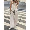 image:imageMakeMeChic Womens 2 Piece Sets Button Down Vest Top and Pants Summer Business Casual OutfitsApricot