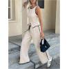 image:imageMakeMeChic Womens 2 Piece Sets Button Down Vest Top and Pants Summer Business Casual OutfitsApricot