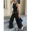 image:imageMakeMeChic Womens 2 Piece Sets Button Down Vest Top and Pants Summer Business Casual OutfitsBlack