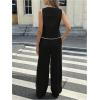 image:imageMakeMeChic Womens 2 Piece Sets Button Down Vest Top and Pants Summer Business Casual OutfitsBlack