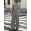 image:imageMakeMeChic Womens 2 Piece Sets Button Down Vest Top and Pants Summer Business Casual OutfitsGrey