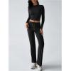 image:imageMakeMeChic Womens 2 Piece Sets Crew Neck Crop Tops and Low Rise Wide Leg Pants Lounge Summer SetsBlack