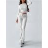 image:imageMakeMeChic Womens 2 Piece Sets Crew Neck Crop Tops and Low Rise Wide Leg Pants Lounge Summer SetsGrey