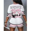 image:imageMakeMeChic Womens 2 Piece Sets Outfit Y2K Short Sleeve Jersey Shirts Crop Tops Shorts SetPink White
