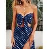 image:imageMakeMeChic Womens 2 Piece Sets Polka Dots Bow Knot Tube Top and Split Thigh Maxi Skirt Summer OutfitsBlue
