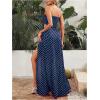 image:imageMakeMeChic Womens 2 Piece Sets Polka Dots Bow Knot Tube Top and Split Thigh Maxi Skirt Summer OutfitsBlue
