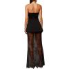 image:imageMakeMeChic Womens 2 Piece Sets Strapless Bandeau Tube Top Mesh Lace Maxi Skirt Elegant Cocktail OutfitsBlack