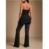 image:imageMakeMeChic Womens 2 Piece Sets Strapless Bandeau Tube Top Mesh Lace Pants Elegant OutfitsBlack