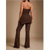 image:imageMakeMeChic Womens 2 Piece Sets Strapless Bandeau Tube Top Mesh Lace Pants Elegant OutfitsBrown