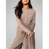 image:imageMakeMeChic Womens 2 Piece Sets Striped Long Sleeve Button Down Shirts and Wide Leg Pants Matching OutfitsCoffee Brown