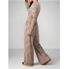 image:imageMakeMeChic Womens 2 Piece Sets Striped Long Sleeve Button Down Shirts and Wide Leg Pants Matching OutfitsCoffee Brown