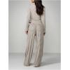 image:imageMakeMeChic Womens 2 Piece Sets Striped Long Sleeve Button Down Shirts and Wide Leg Pants Matching OutfitsMulticolor B