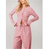 image:imageMakeMeChic Womens 2 Piece Sets Striped Long Sleeve Button Down Shirts and Wide Leg Pants Matching OutfitsPink
