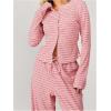 image:imageMakeMeChic Womens 2 Piece Sets Striped Long Sleeve Button Down Shirts and Wide Leg Pants Matching OutfitsPink
