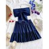 image:imageMakeMeChic Womens 2 Piece Sets Tie Knot Strapless Tube Crop Tops and Elastic Waist Skirt Summer OutfitBlue
