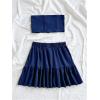 image:imageMakeMeChic Womens 2 Piece Sets Tie Knot Strapless Tube Crop Tops and Elastic Waist Skirt Summer OutfitBlue