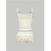 image:imageMakeMeChic Womens 2 Piece Summer Outfits Bow Lace Cami Top and Micro Mini Shorts Lounge SetsApricot