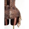 image:imageMakeMeChic Womens 2 Piece Summer Outfits Faux Fur Halter Crop Tops and Micro Mini Shorts Matching SetsBrown