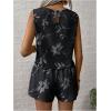 image:imageMakeMeChic Womens 2 Piece Summer Outfits Floral Crew Neck Tank Top and Wide Leg Shorts Matching SetBlack