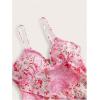 image:imageMakeMeChic Womens 2 Piece Summer Outfits Floral Lettuce Trim Cami Top and A Line Mini Skirt Vacation SetPink