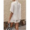 image:imageMakeMeChic Womens 2 Piece Summer Outfits Half Sleeve Blouse and Mini Shorts Matching SetApricot
