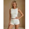 image:imageMakeMeChic Womens 2 Piece Summer Outfits Lace Top and Micro Mini Shorts Clothing SetsApricot