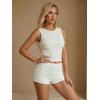 image:imageMakeMeChic Womens 2 Piece Summer Outfits Lace Top and Micro Mini Shorts Clothing SetsApricot