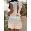 image:imageMakeMeChic Womens 2 Piece Summer Outfits Satin Floral Lace Backless Crop Tank Top and Mini Skirts SetsWhite
