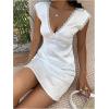 image:imageMakeMeChic Womens 2 Piece Summer Outfits Satin Floral Lace Backless Crop Tank Top and Mini Skirts SetsWhite
