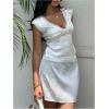 image:imageMakeMeChic Womens 2 Piece Summer Outfits Satin Floral Lace Backless Crop Tank Top and Mini Skirts SetsWhite