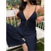 image:imageMakeMeChic Womens 2 Piece Summer Outfits Sleeveless Tie Front Cami Crop Top and Drawstring Pants Matching SetBlue