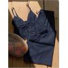 image:imageMakeMeChic Womens 2 Piece Summer Outfits Sleeveless Tie Front Cami Crop Top and Drawstring Pants Matching SetBlue